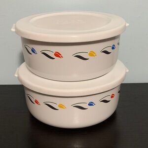 Kobe Enameled Covered Bowls with Flower Design